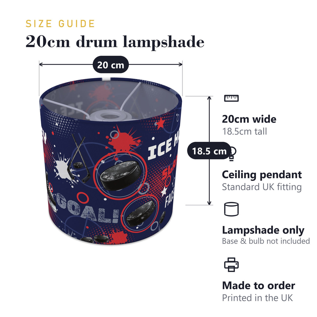 Navy Ice Hockey Face lampshade - 20cm x 18.5cm Ceiling - photo 7
