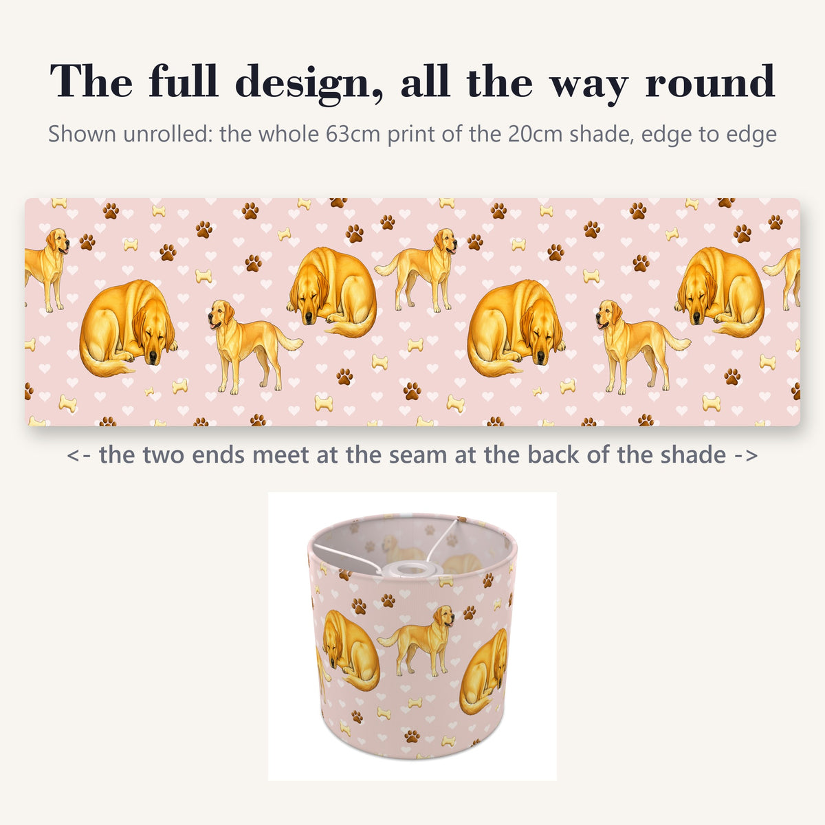 Blush Labrador Love lampshade - 20cm x 18.5cm Ceiling - photo 9