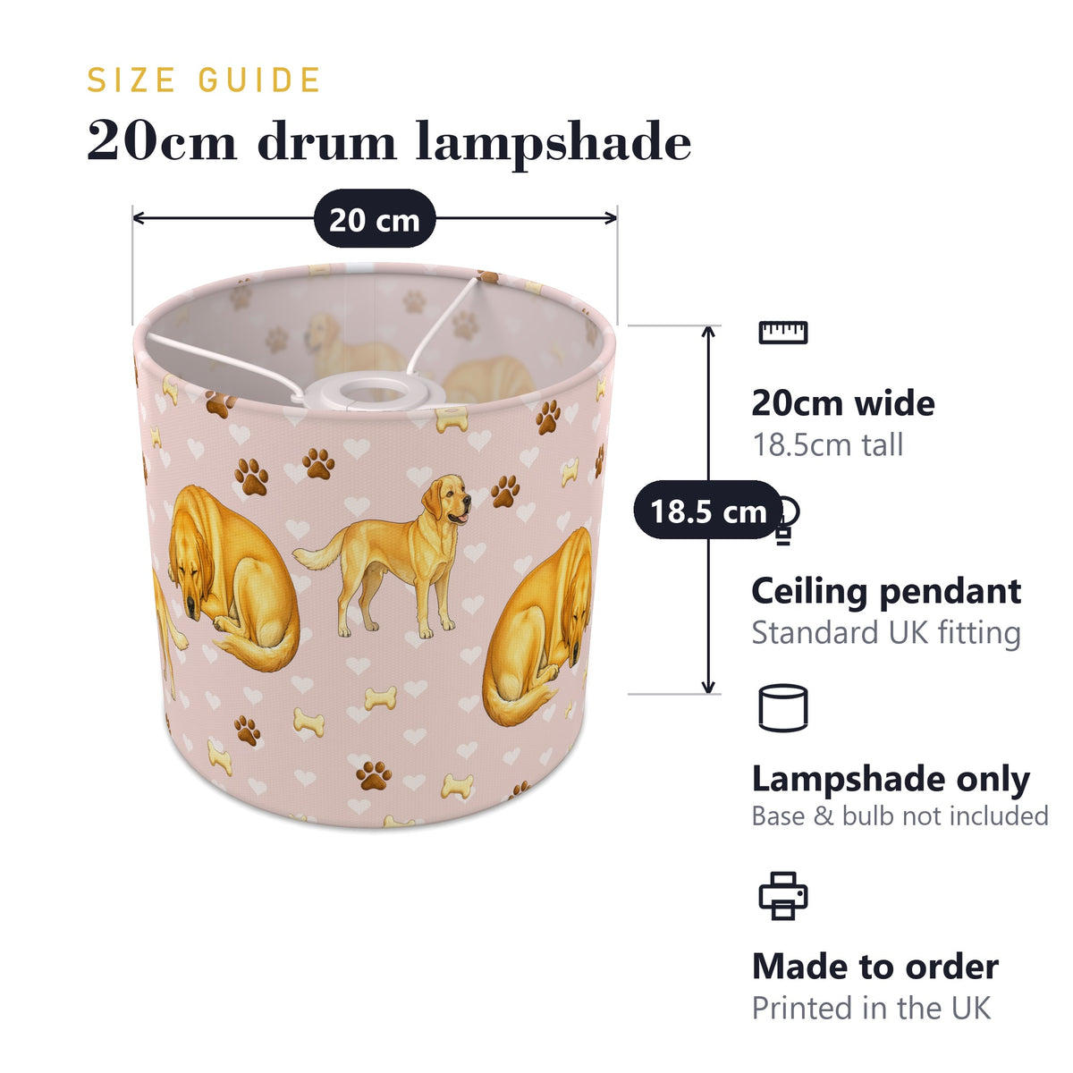 Blush Labrador Love lampshade - 20cm x 18.5cm Ceiling - photo 7