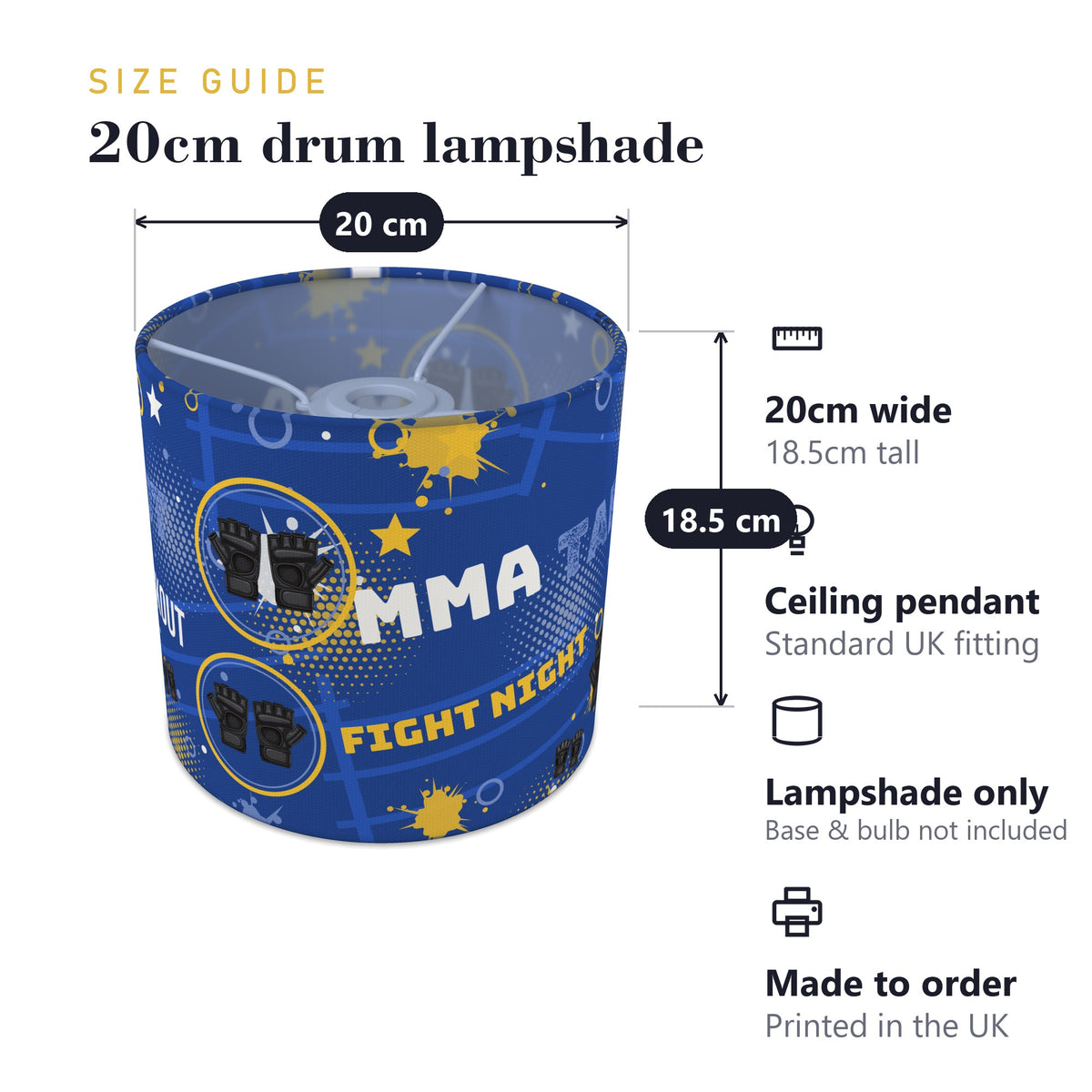 Royal Fight Night lampshade - 20cm x 18.5cm Ceiling - photo 7