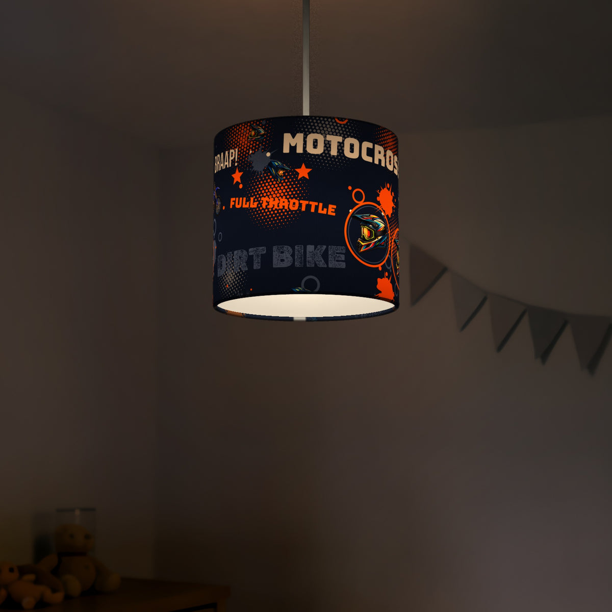 Navy And Orange Full lampshade - 20cm x 18.5cm Ceiling - photo 5