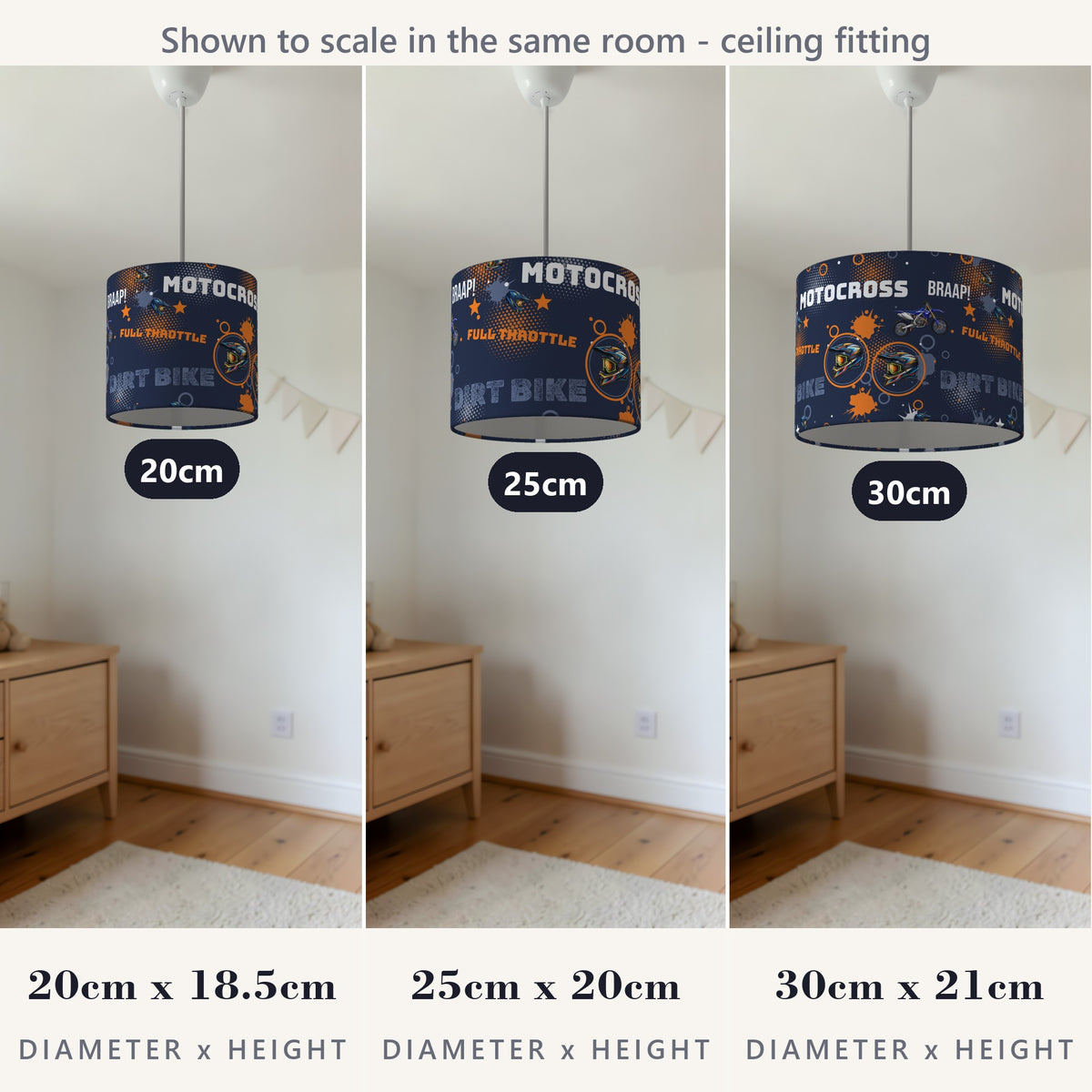 Navy And Orange Full lampshade - 20cm x 18.5cm Ceiling - photo 4