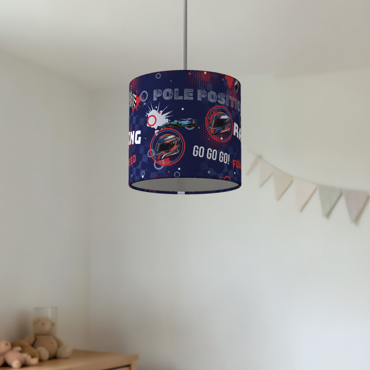 Navy Pole Position lampshade - 20cm x 18.5cm Ceiling - photo 2