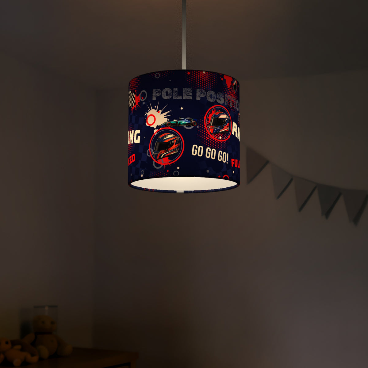 Navy Pole Position lampshade - 20cm x 18.5cm Ceiling - photo 5