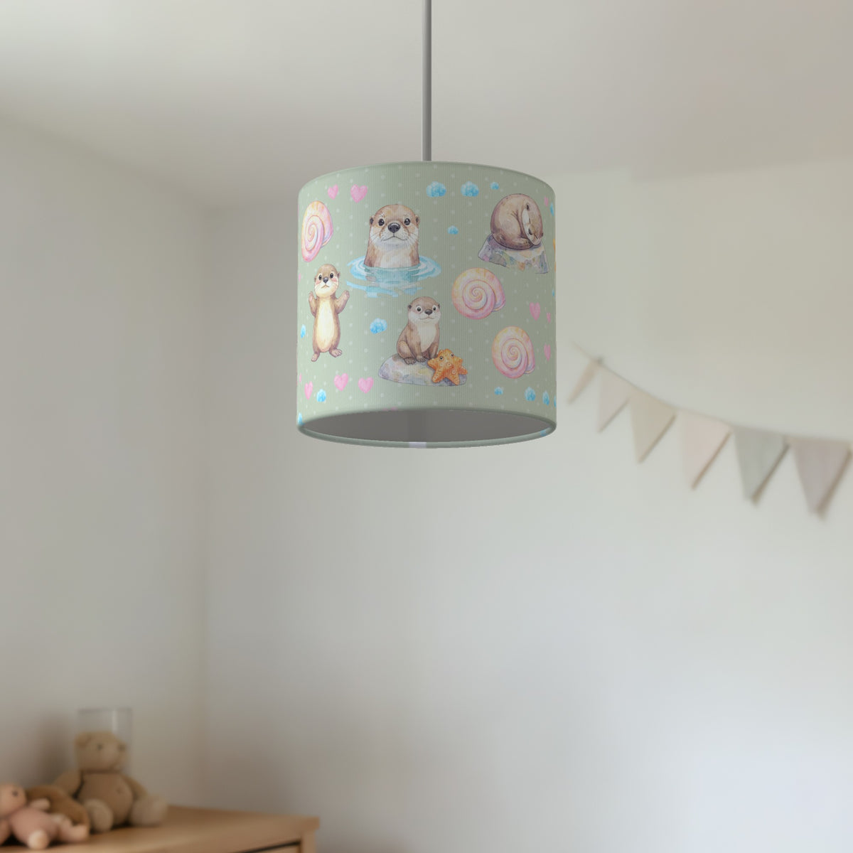 Sage Otter Friends lampshade - 20cm x 18.5cm Ceiling - photo 2