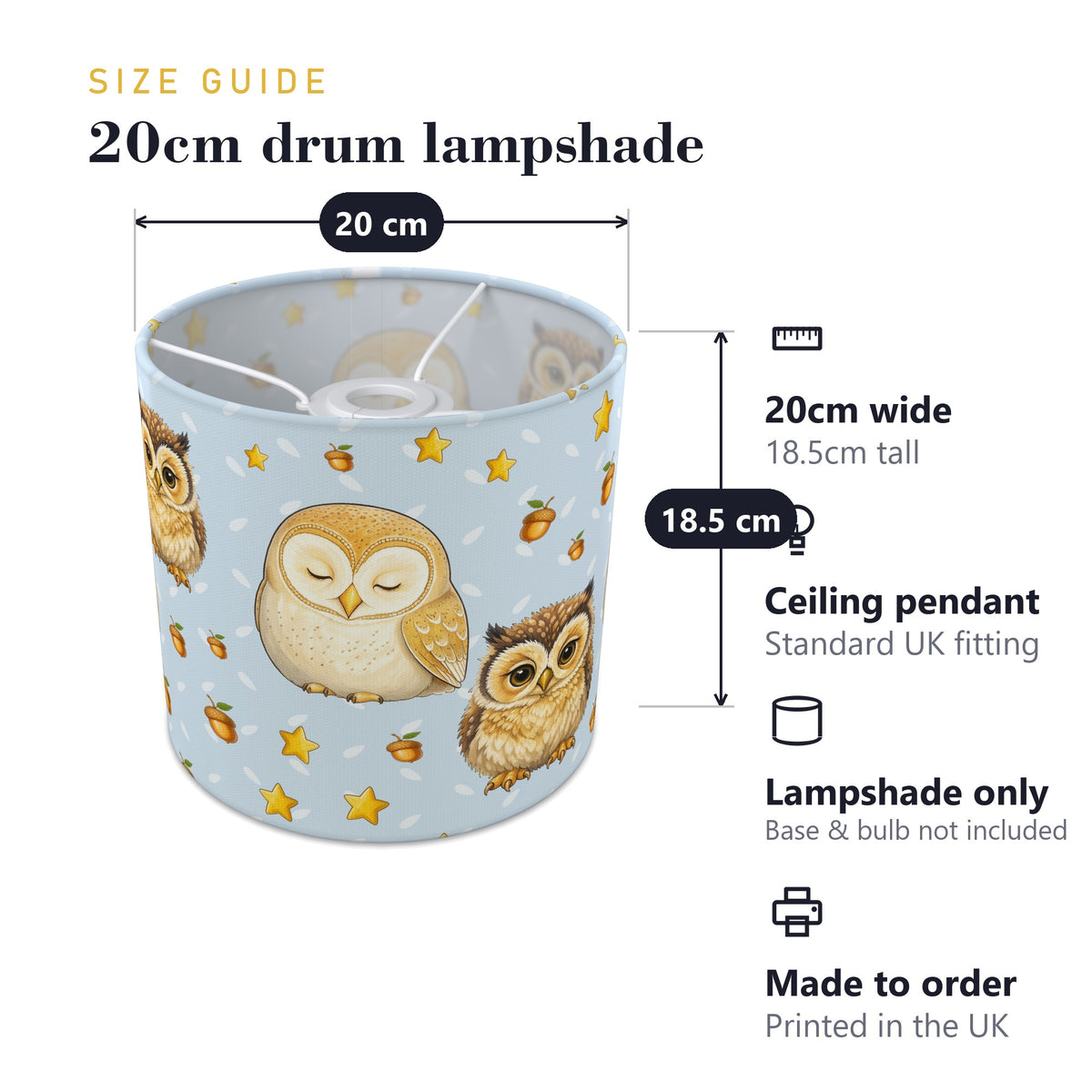 Sky Night Owls lampshade - 20cm x 18.5cm Ceiling - photo 7