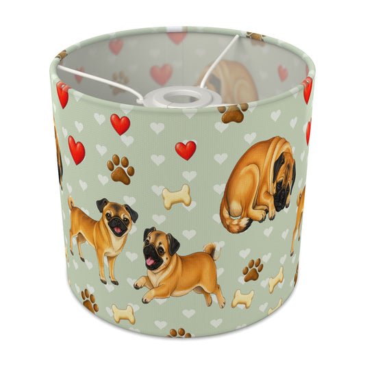 Sage Pug Love lampshade - 20cm x 18.5cm Ceiling - main photo