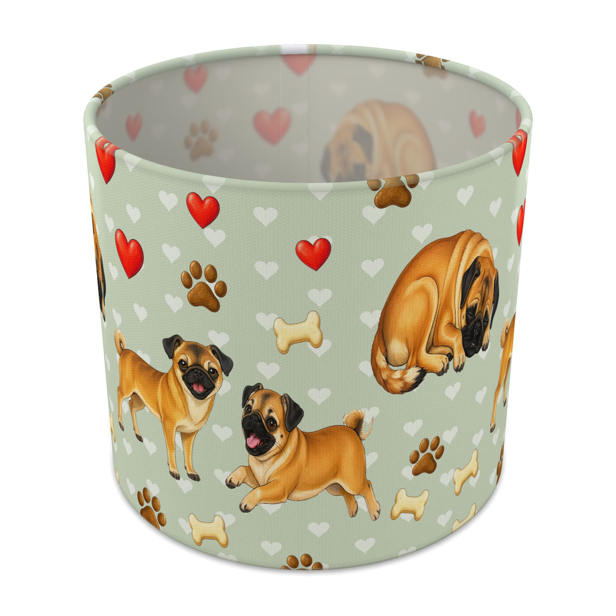 Sage Pug Love lampshade - 20cm x 18.5cm Table
