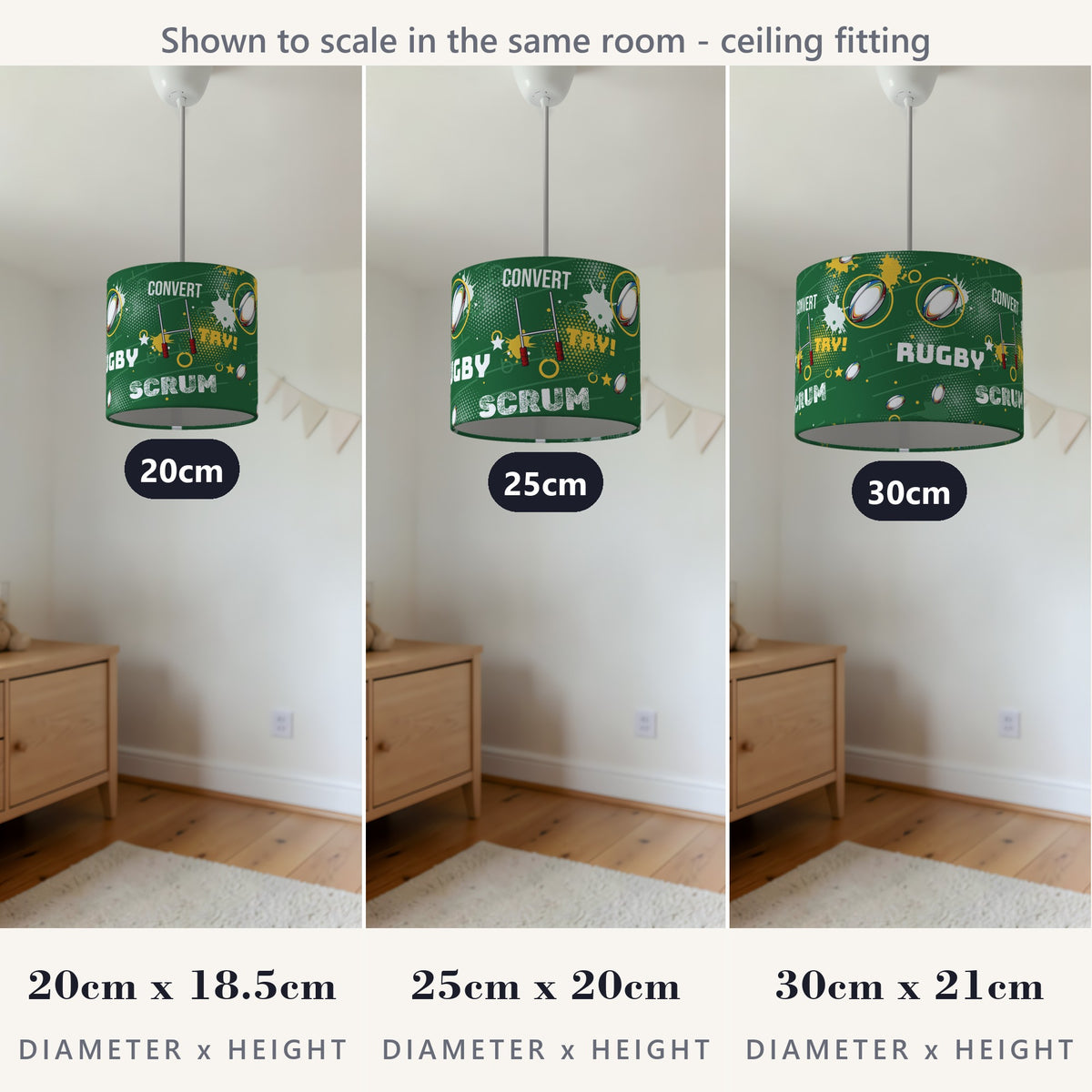 Pitch Rugby Crazy lampshade - 20cm x 18.5cm Ceiling - photo 4