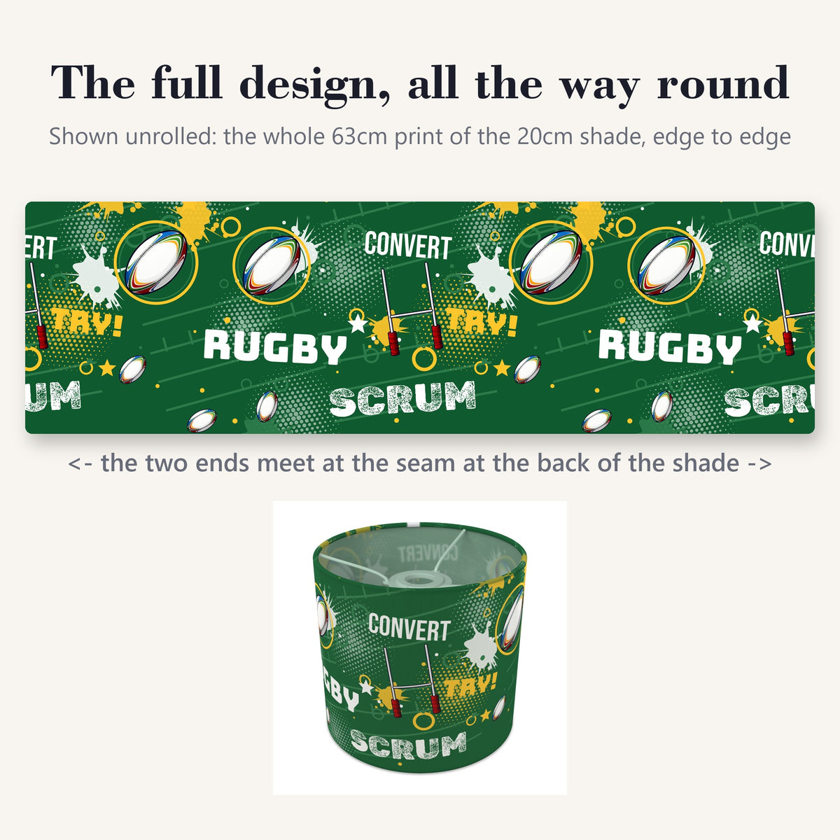 Pitch Rugby Crazy lampshade - 20cm x 18.5cm Ceiling - photo 9