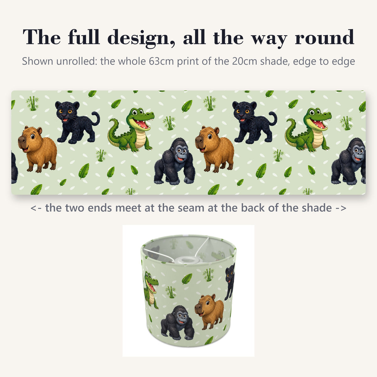 Sage Safari Friends lampshade - 20cm x 18.5cm Ceiling - photo 9