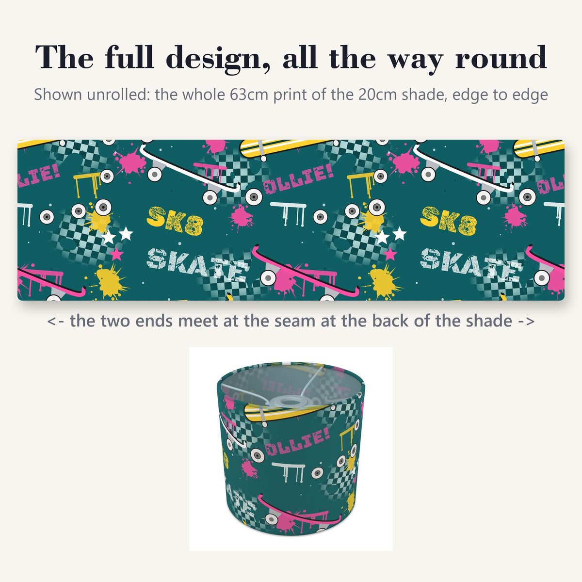 Teal Skate Park lampshade - 20cm x 18.5cm Ceiling - photo 9
