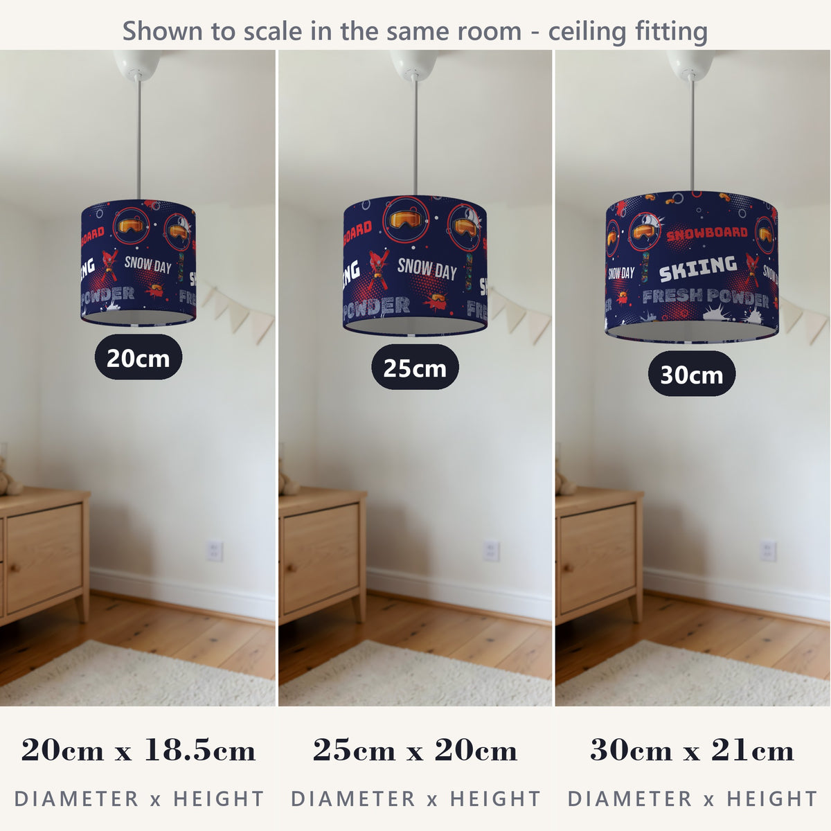 Navy Snow Day lampshade - 20cm x 18.5cm Ceiling - photo 4