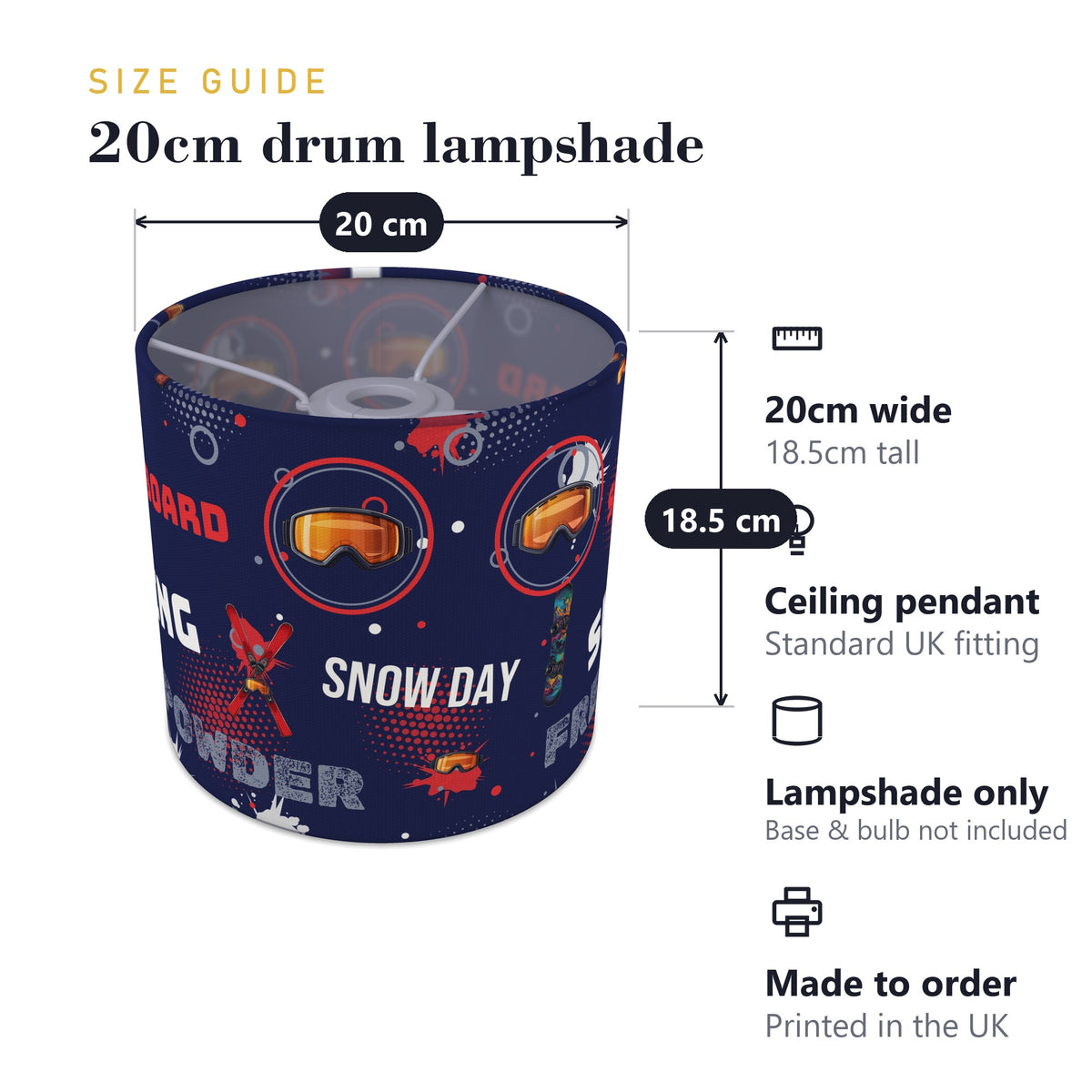 Navy Snow Day lampshade - 20cm x 18.5cm Ceiling - photo 7