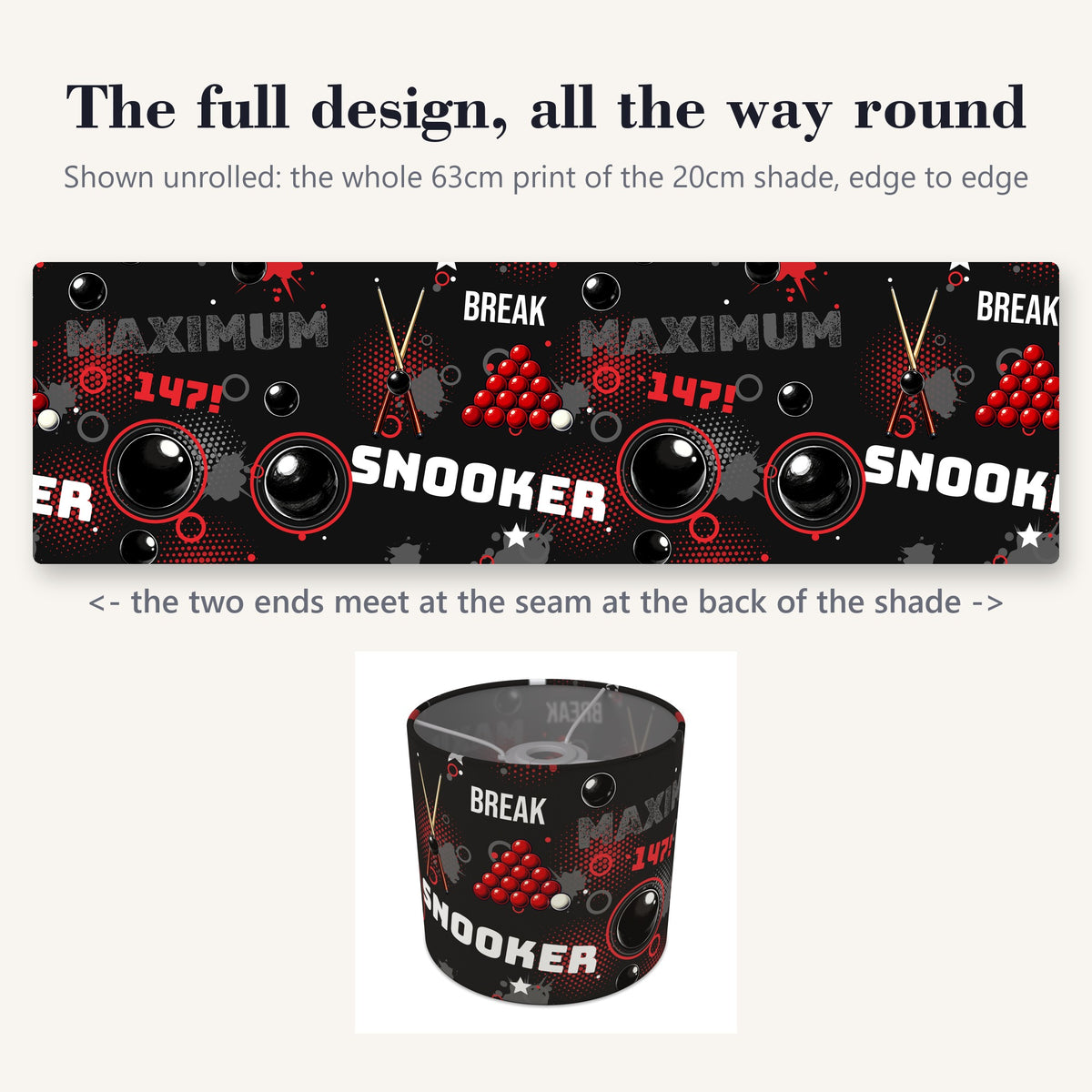 Black Snooker Break lampshade - 20cm x 18.5cm Ceiling - photo 9
