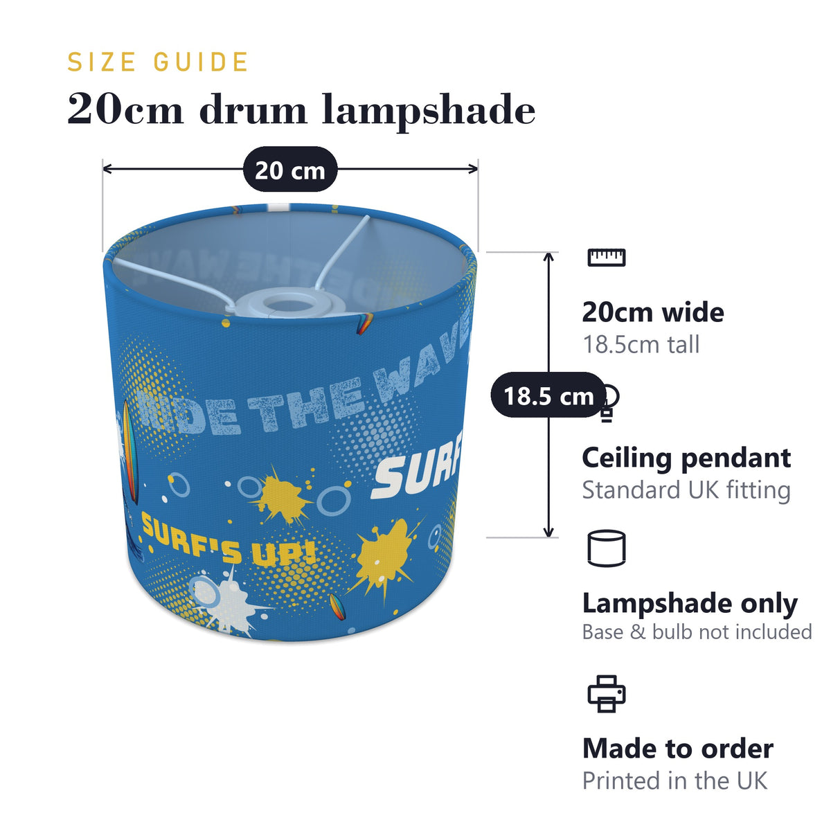 Sky Surf's Up lampshade - 20cm x 18.5cm Ceiling - photo 7