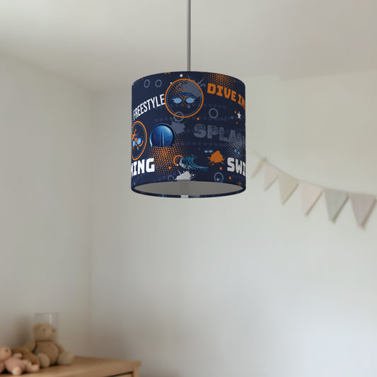 Navy Splash Swimming lampshade - 20cm x 18.5cm Ceiling - photo 2