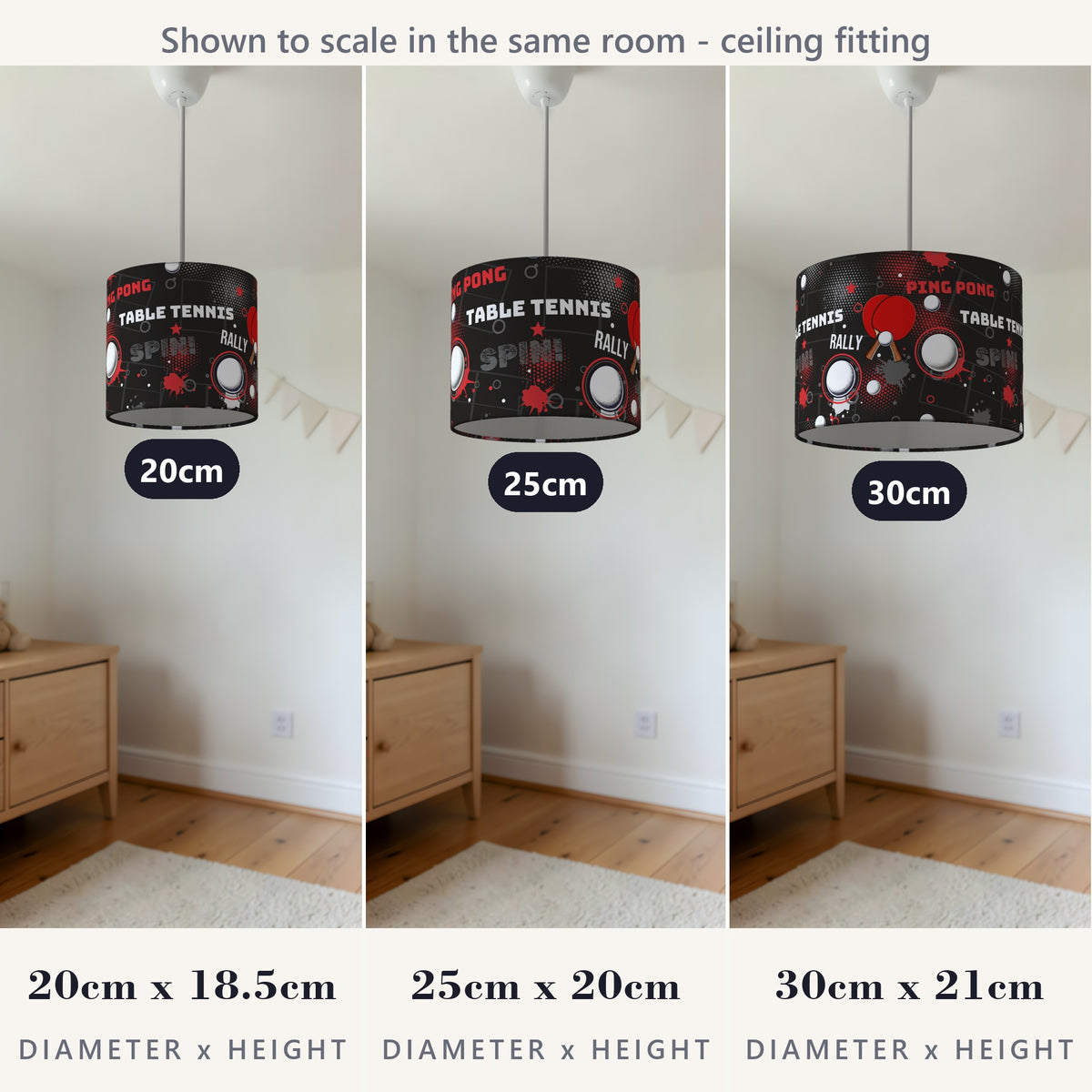 Black Ping Pong Rally lampshade - 20cm x 18.5cm Ceiling - photo 4