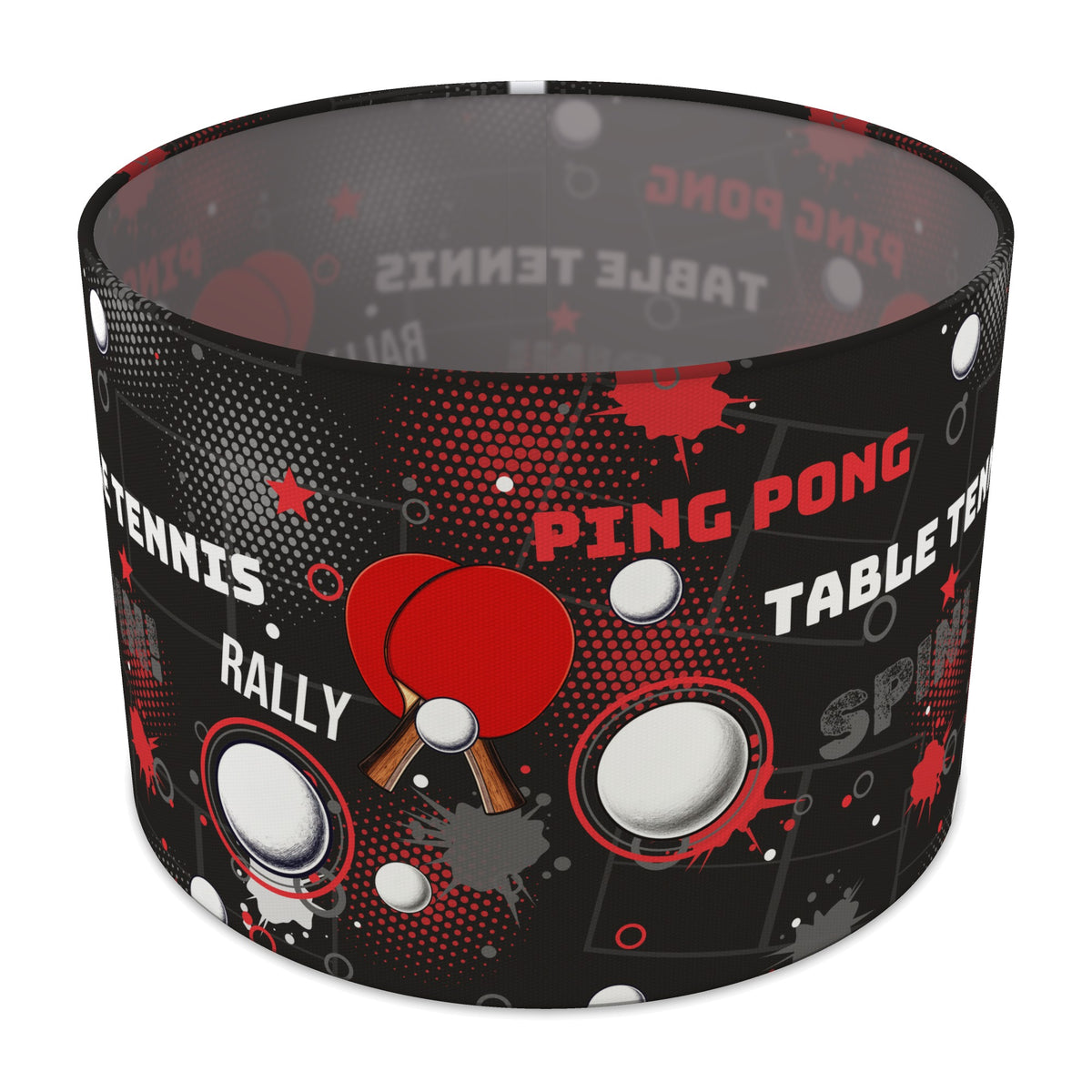 Black Ping Pong Rally lampshade - 30cm x 21cm Table