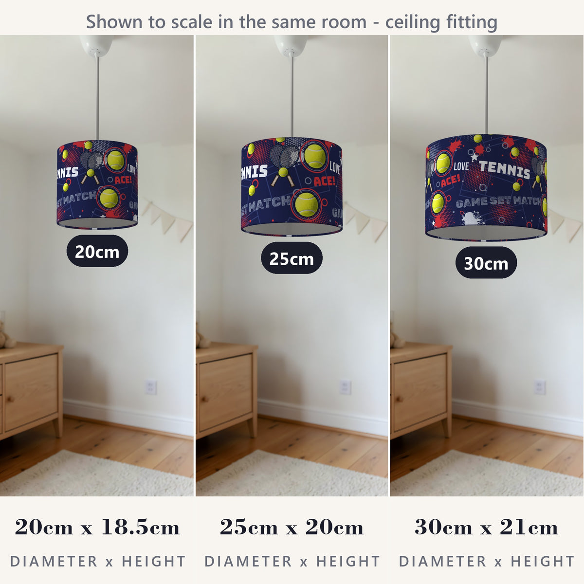 Navy Tennis Ace lampshade - 20cm x 18.5cm Ceiling - photo 4