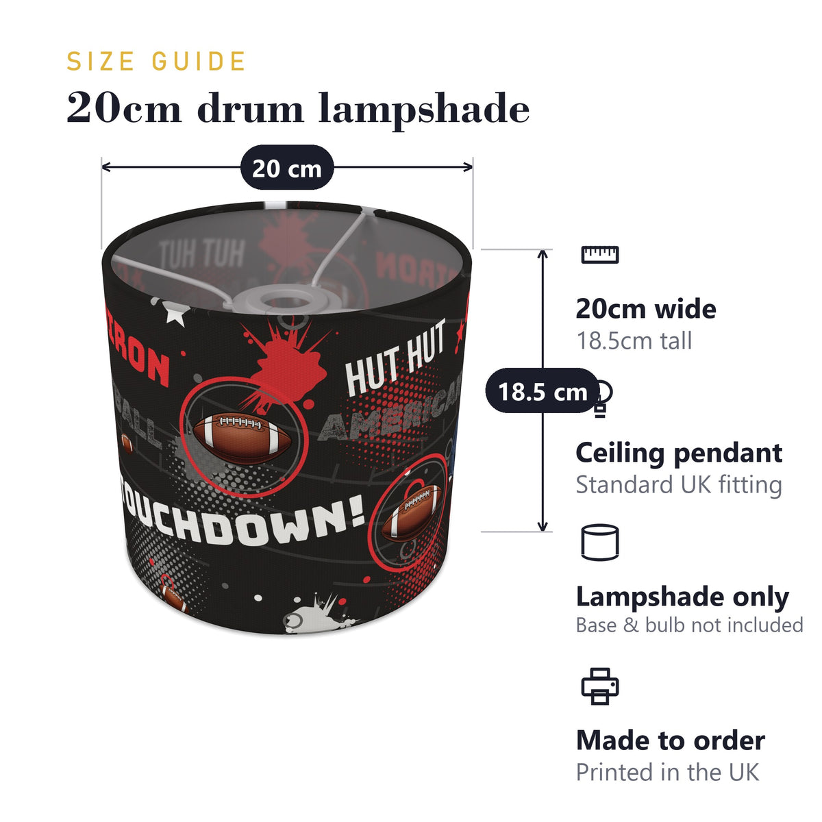Black Touchdown lampshade - 20cm x 18.5cm Ceiling - photo 7