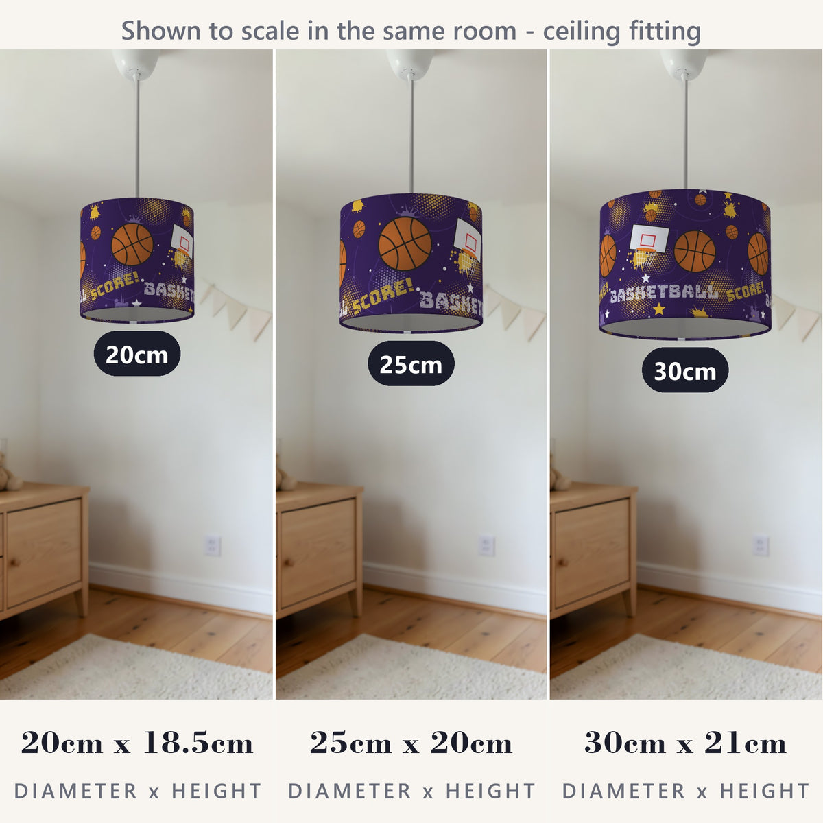 Purple Slam Dunk lampshade - 20cm x 18.5cm Ceiling - photo 4