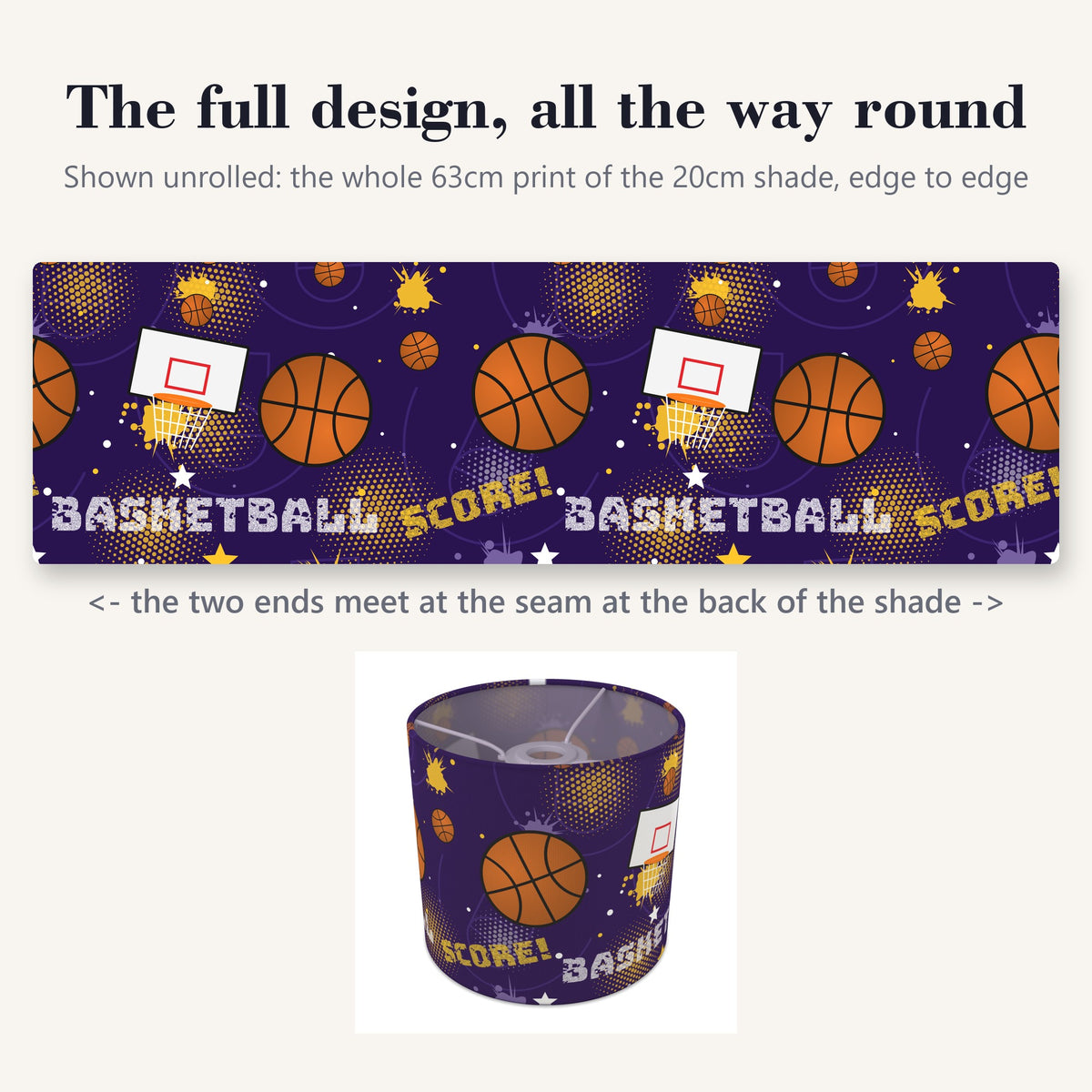 Purple Slam Dunk lampshade - 20cm x 18.5cm Ceiling - photo 9