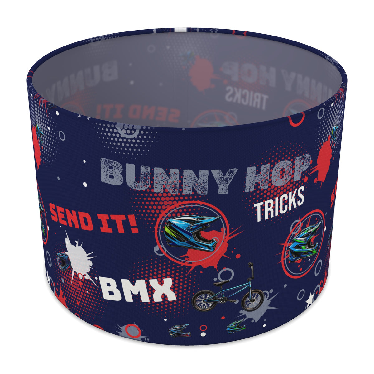 Navy Blue BMX Tricks lampshade - 30cm x 21cm Table