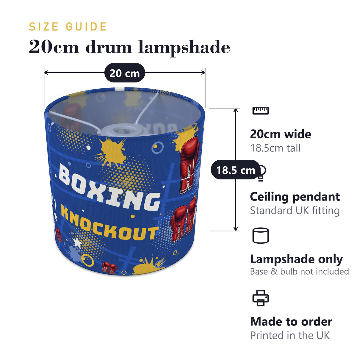 Royal Knockout Boxing lampshade - 20cm x 18.5cm Ceiling - photo 7
