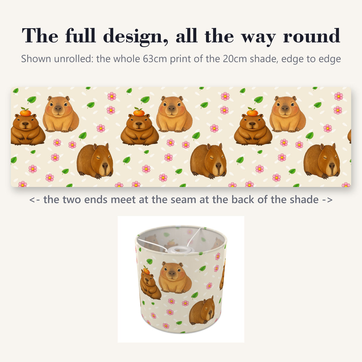 Cream Capybara Chill lampshade - 20cm x 18.5cm Ceiling - photo 9