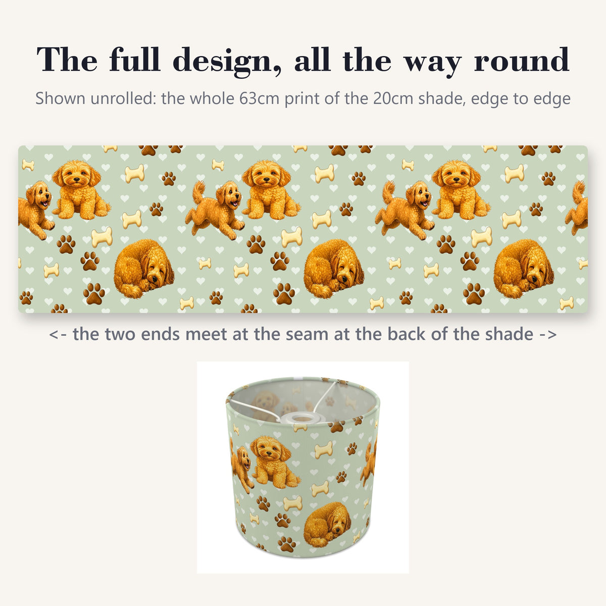 Sage Cockapoo Love lampshade - 20cm x 18.5cm Ceiling - photo 9
