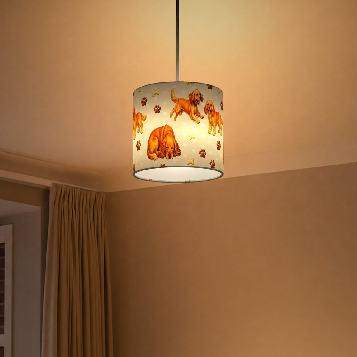 Cream Cocker Spaniel Love lampshade - 20cm x 18.5cm Ceiling - photo 5