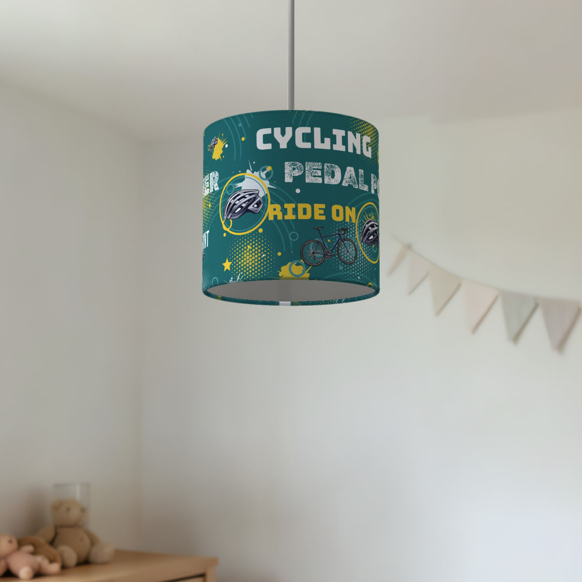 Teal Pedal Power lampshade - 20cm x 18.5cm Ceiling - photo 2
