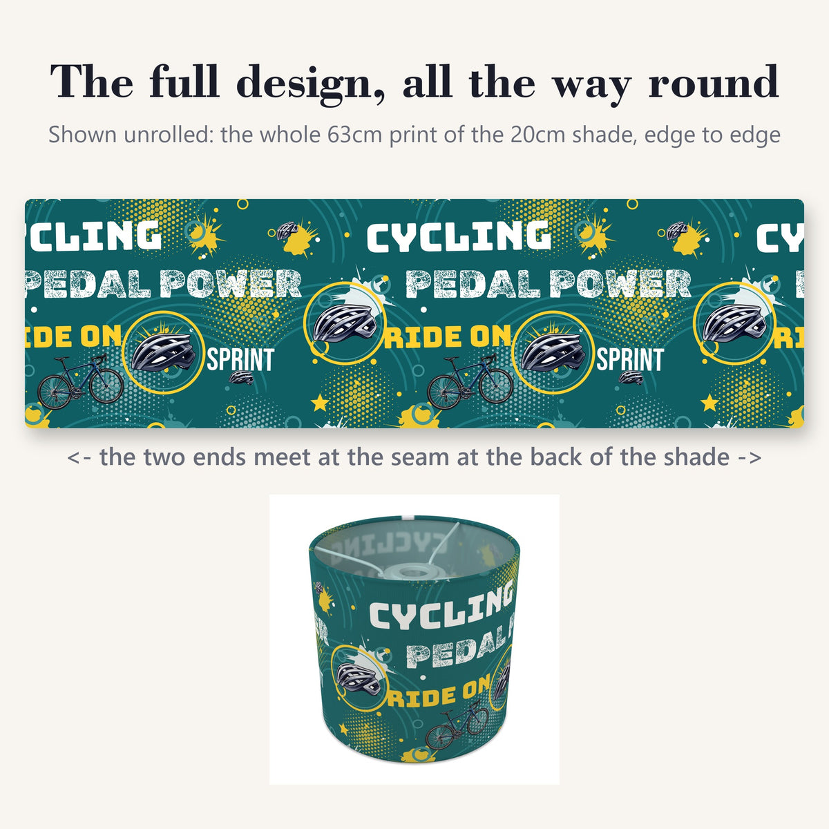 Teal Pedal Power lampshade - 20cm x 18.5cm Ceiling - photo 9