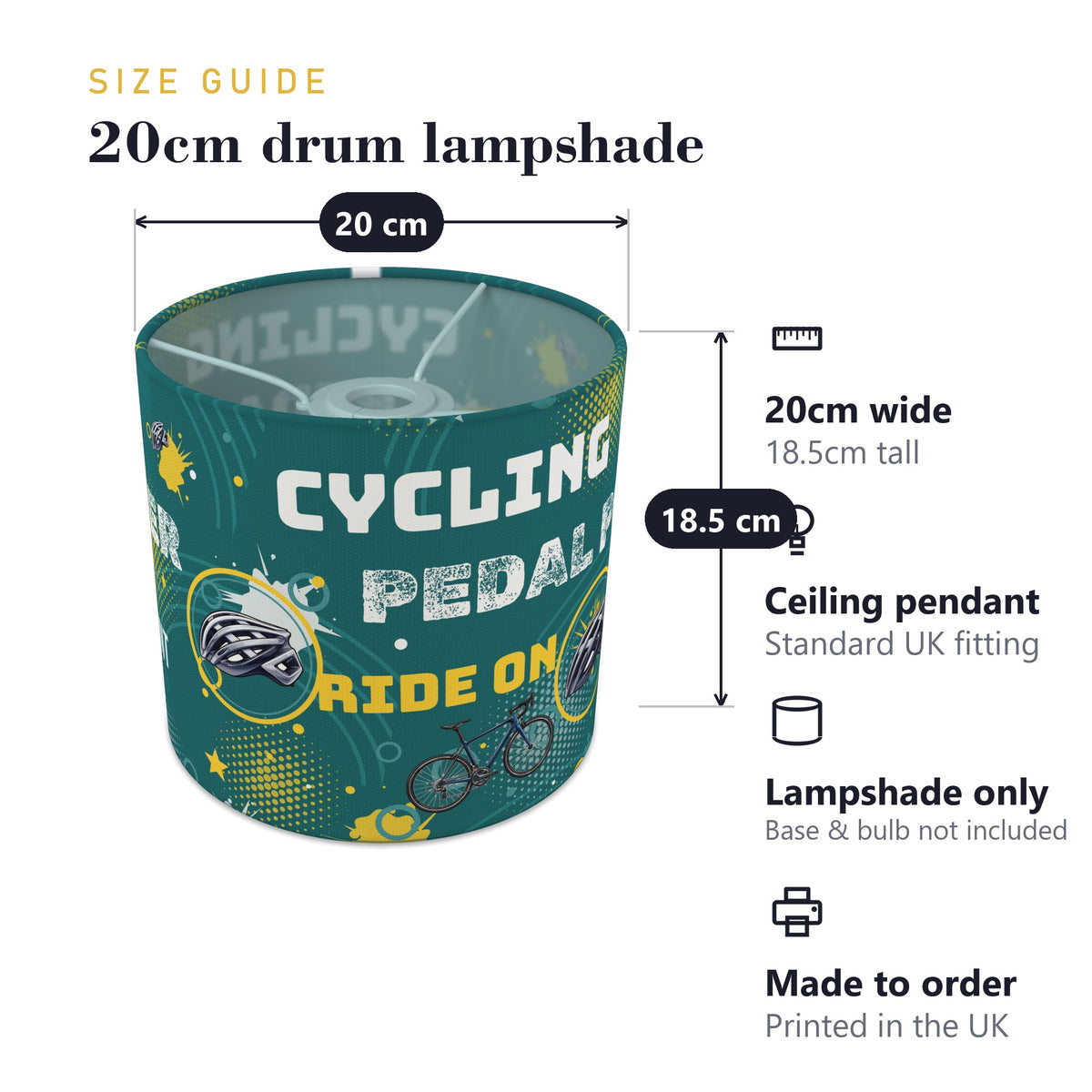 Teal Pedal Power lampshade - 20cm x 18.5cm Ceiling - photo 7