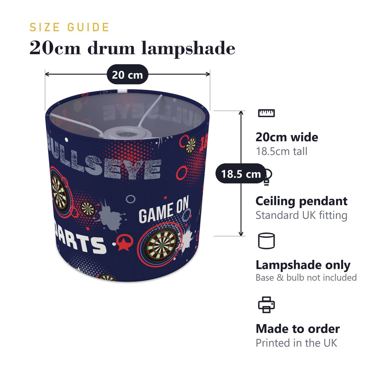 Navy Darts Night lampshade - 20cm x 18.5cm Ceiling - photo 7