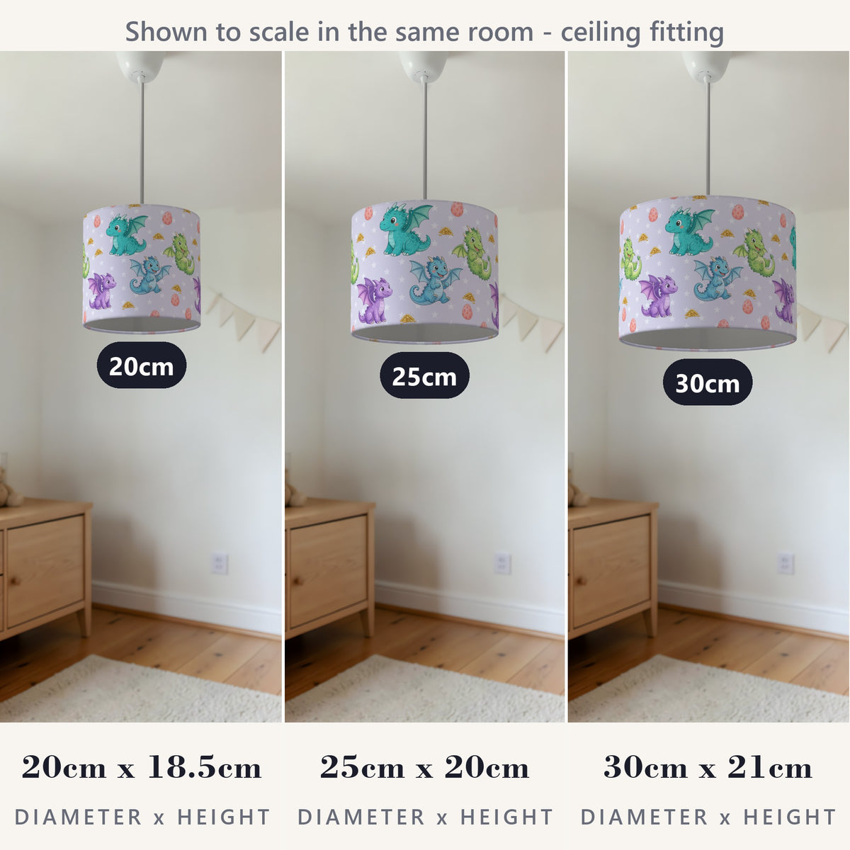 Lilac Dragons lampshade - 20cm x 18.5cm Ceiling - photo 4