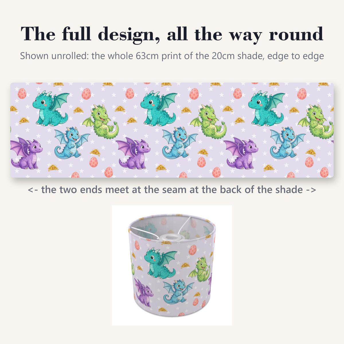 Lilac Dragons lampshade - 20cm x 18.5cm Ceiling - photo 9