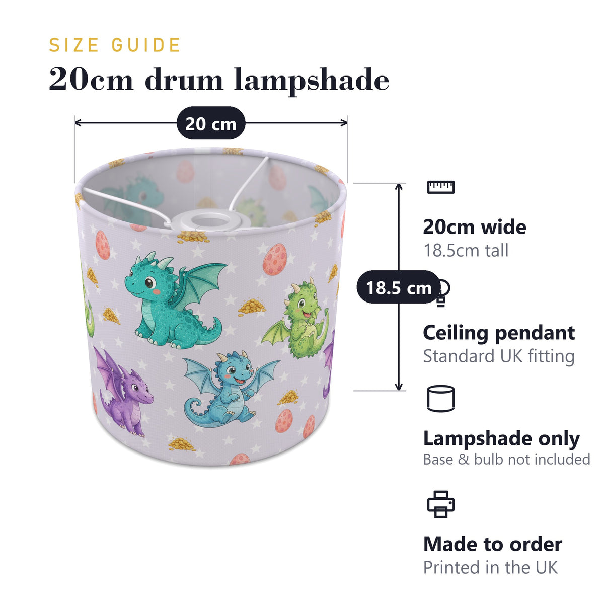 Lilac Dragons lampshade - 20cm x 18.5cm Ceiling - photo 7