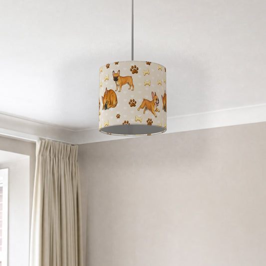 Cream French Bulldog Love lampshade - 20cm x 18.5cm Ceiling - photo 2