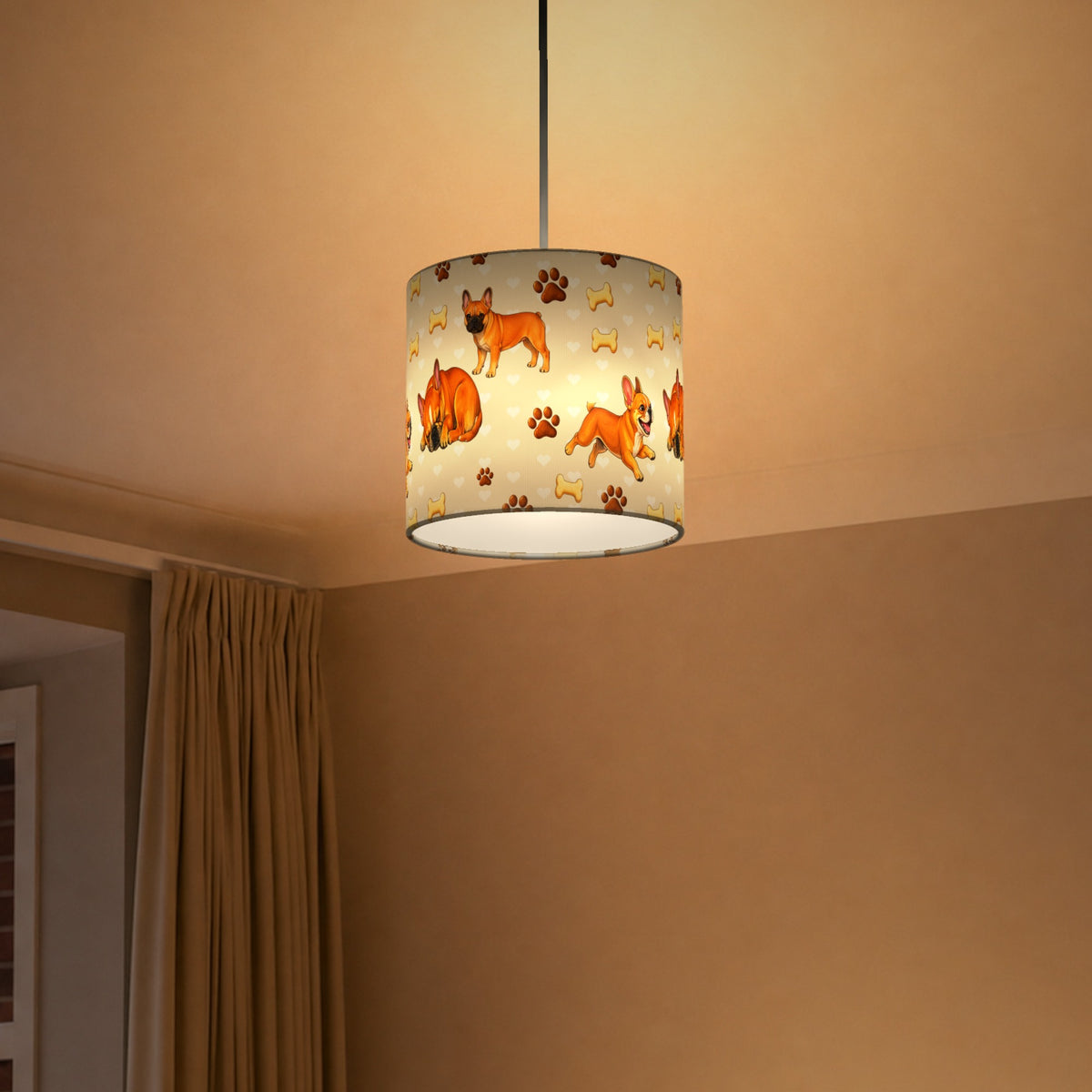 Cream French Bulldog Love lampshade - 20cm x 18.5cm Ceiling - photo 5