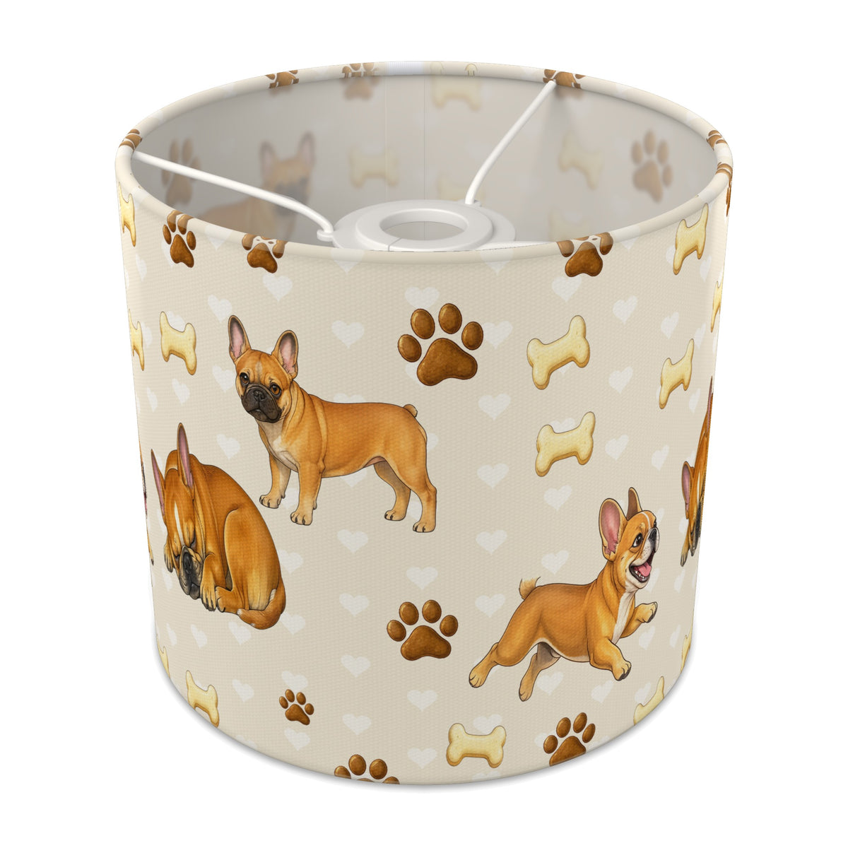 Cream French Bulldog Love lampshade - 20cm x 18.5cm Ceiling - main photo
