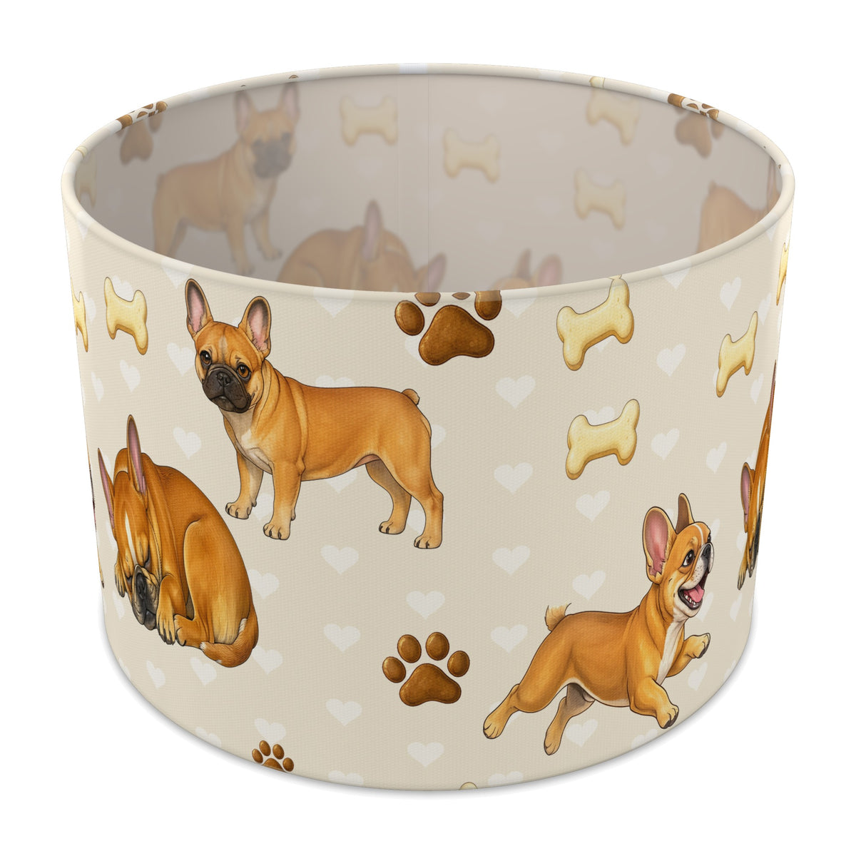 Cream French Bulldog Love lampshade - 30cm x 21cm Table