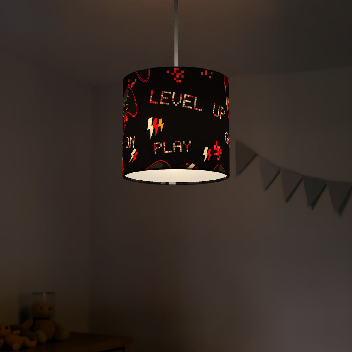 Black Game On lampshade - 20cm x 18.5cm Ceiling - photo 5