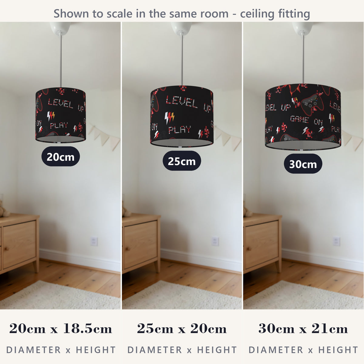 Black Game On lampshade - 20cm x 18.5cm Ceiling - photo 4