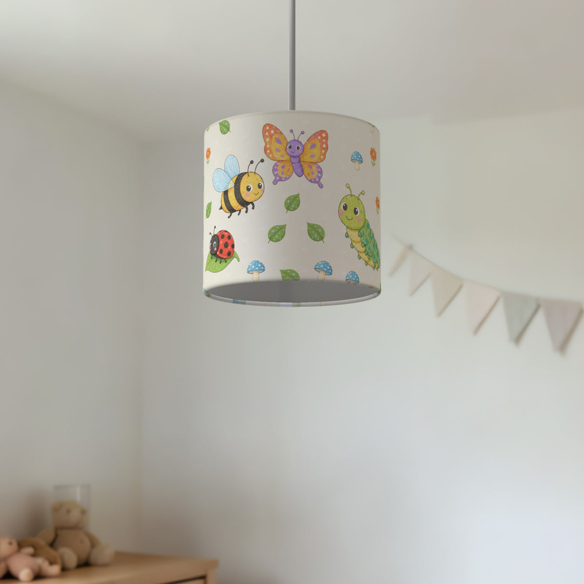 Cream Garden Bugs lampshade - 20cm x 18.5cm Ceiling - photo 2