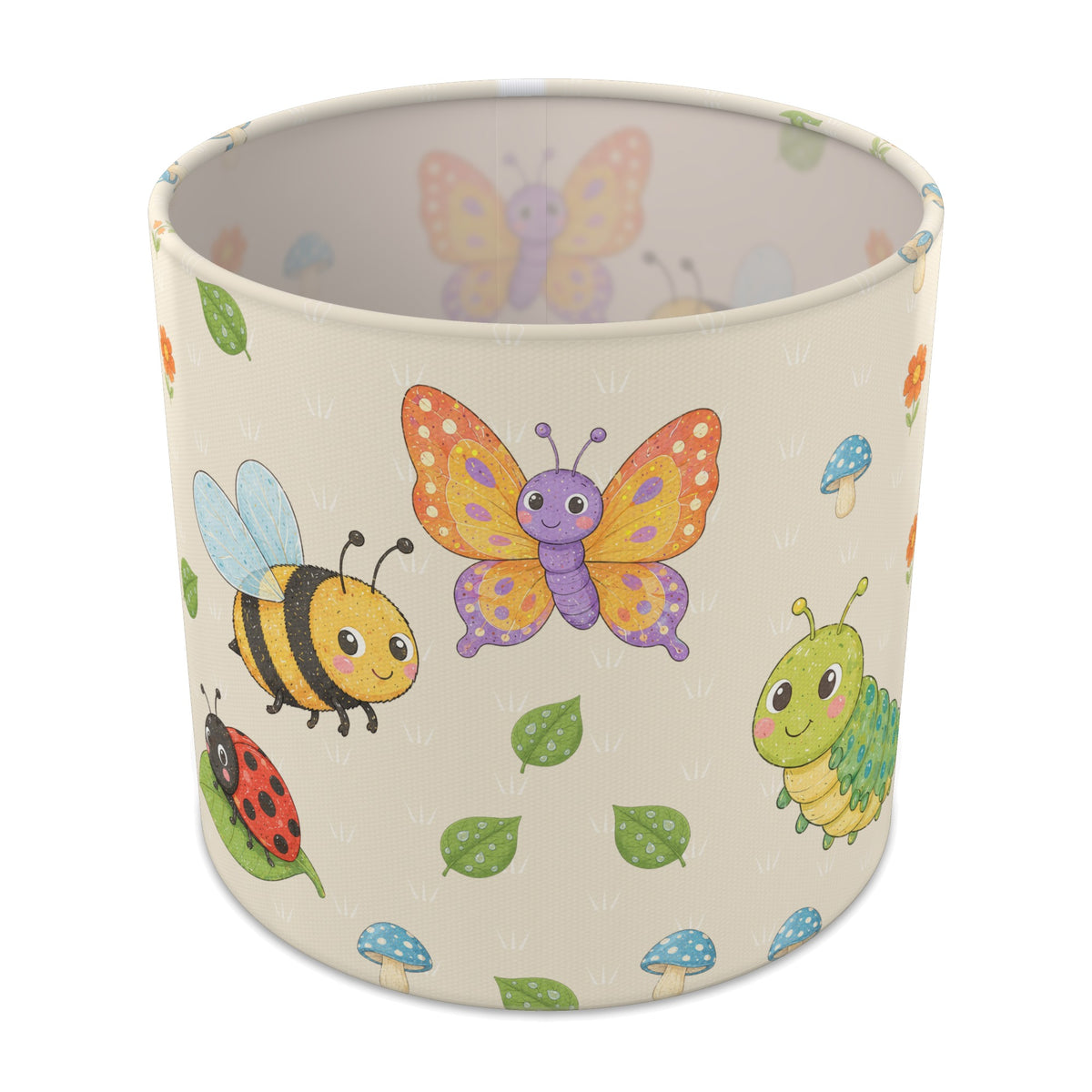 Cream Garden Bugs lampshade - 20cm x 18.5cm Table