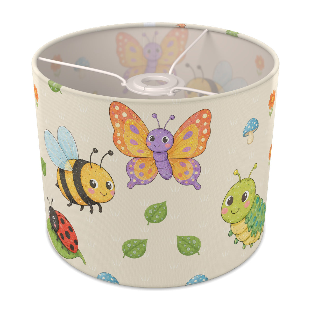 Cream Garden Bugs lampshade - 25cm x 20cm Ceiling