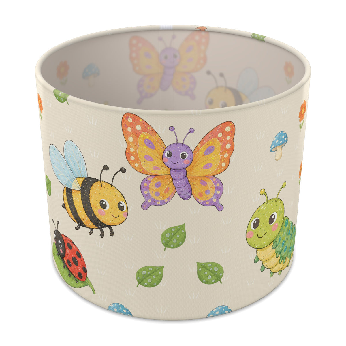 Cream Garden Bugs lampshade - 25cm x 20cm Table