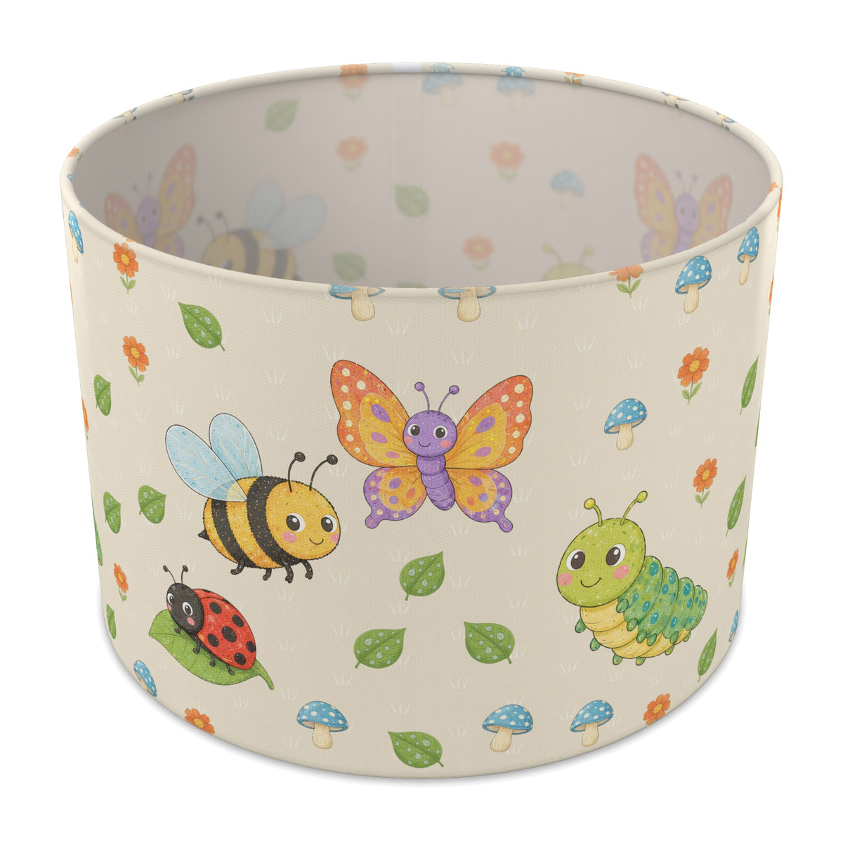 Cream Garden Bugs lampshade - 30cm x 21cm Table